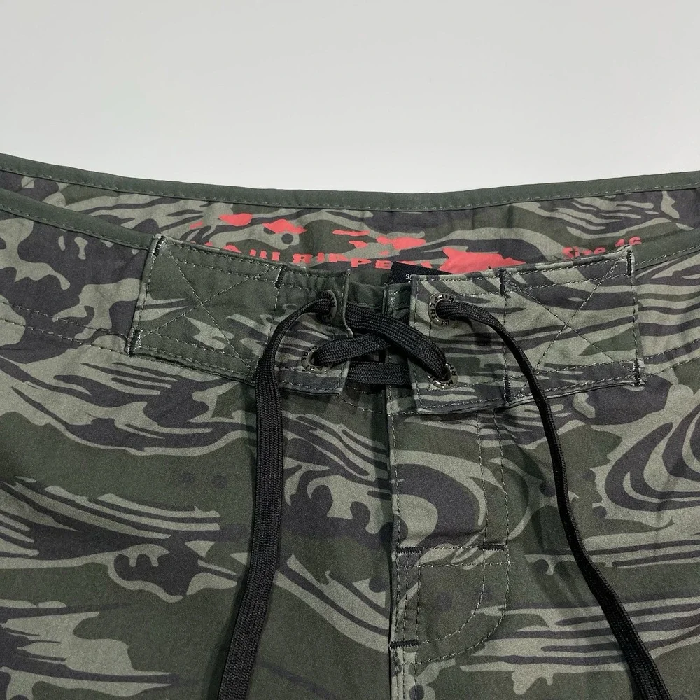 Maui Rippers Board Shorts Mens Size 16 Green Wave Surf Swim Trunks Cargo Pocket